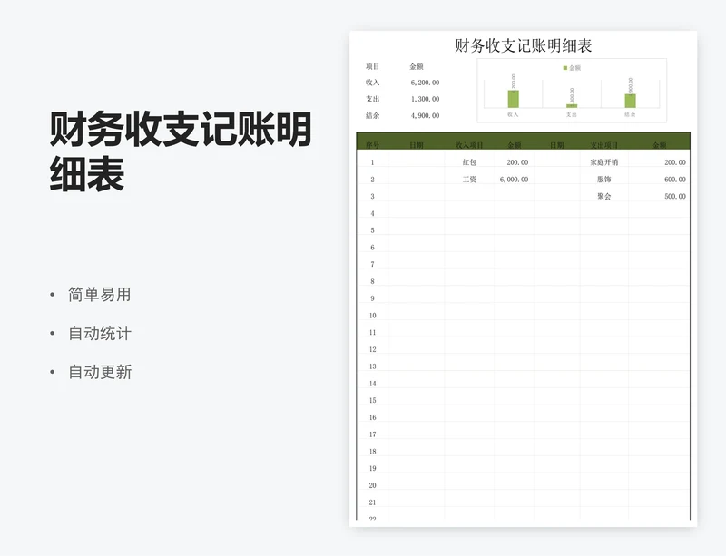财务收支记账明细表
