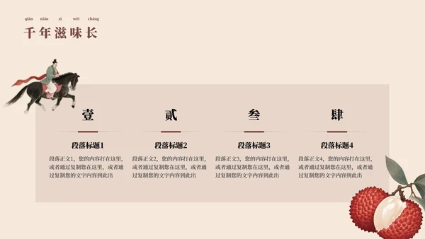 中国风工笔画《长安的荔枝》读书分享PPT模板
