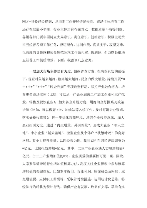 在县第五次全国经济普查领导小组会议的讲话