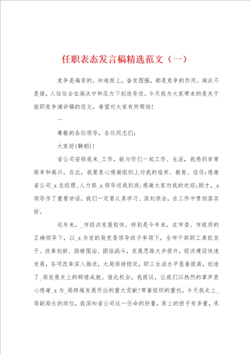 任职表态发言稿精选范文一