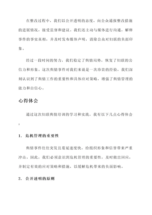 妇联舆情培训心得体会