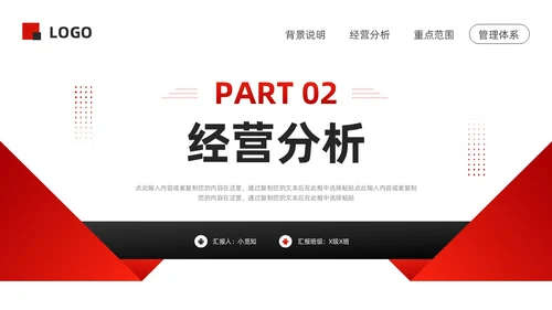 黑红简约经营分析报告模板PPT模板宣传PPT动态PPT问题分析与解决