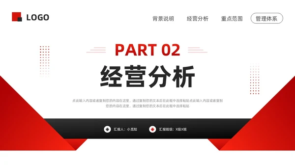 黑红简约经营分析报告模板PPT模板宣传PPT动态PPT问题分析与解决