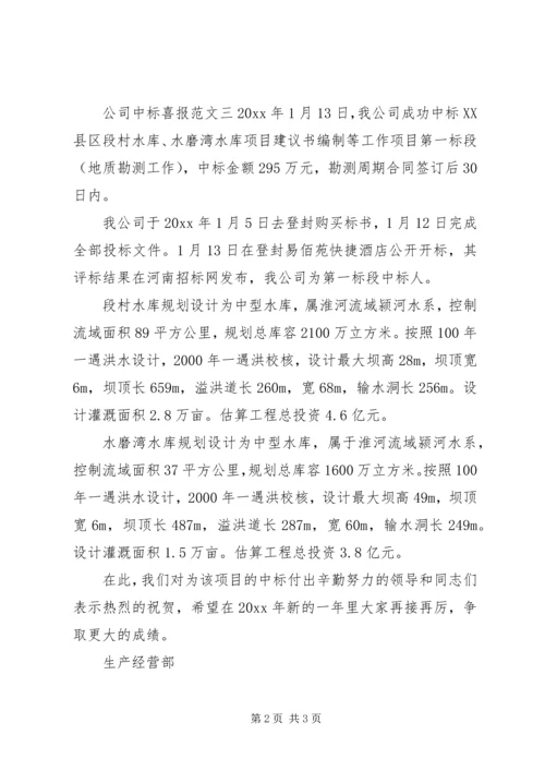 公司中标喜报范文.docx