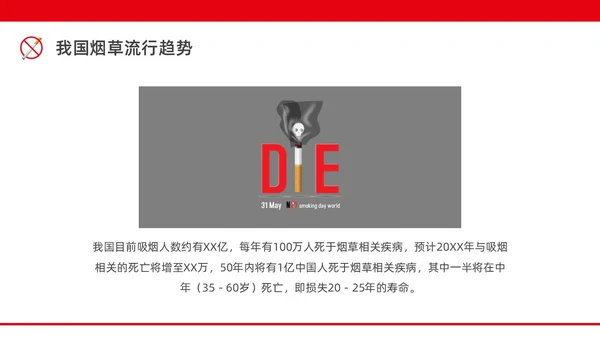 红色水彩简约商务控烟企业培训PPT课件禁烟