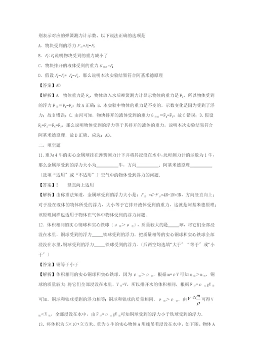 学年八年级物理下册.阿基米德原理同步培优训练卷含解析新版新人教版.docx