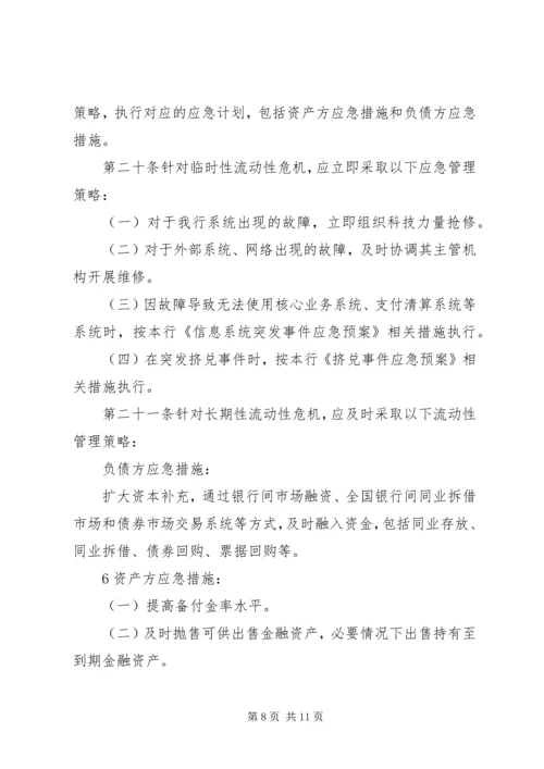 村镇银行流动性风险应急计划.docx