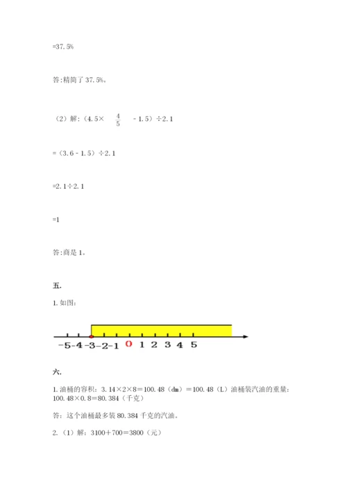 小学六年级下册数学摸底考试题精品（典优）.docx