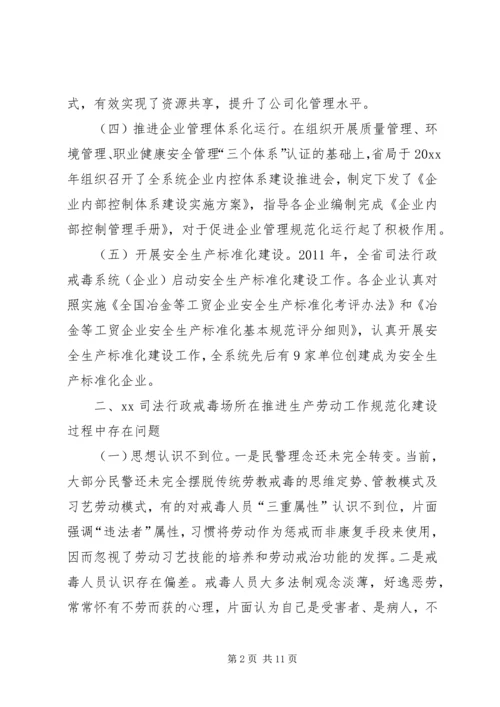 司法行政戒毒场所劳动工作建设调研报告.docx