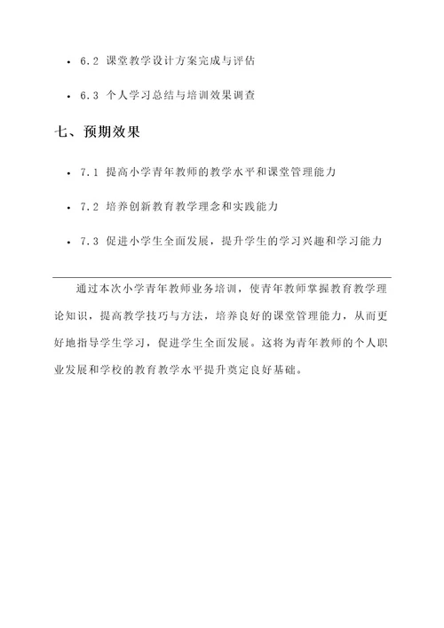 小学青年教师业务培训方案