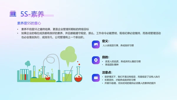 蓝色渐变简约风实验室5s管理培训ppt