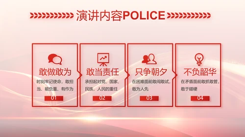 红色大气公安警察个人事迹动态PPT模板
