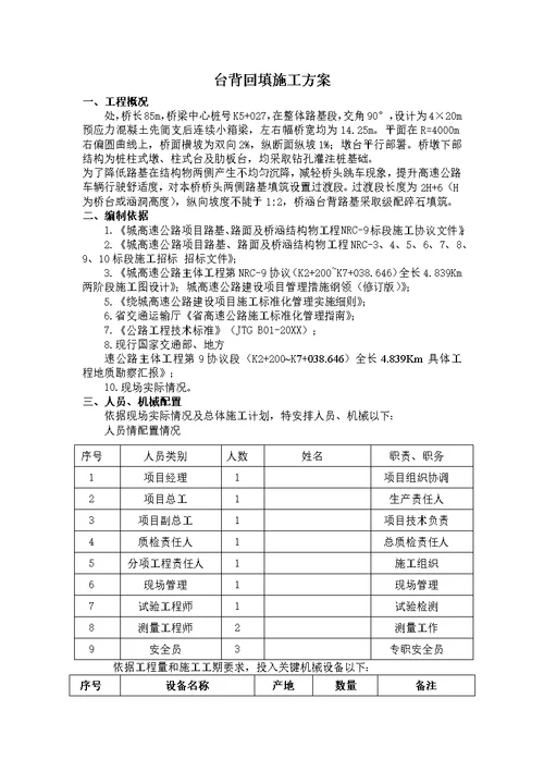 2021年台背回填综合施工专题方案