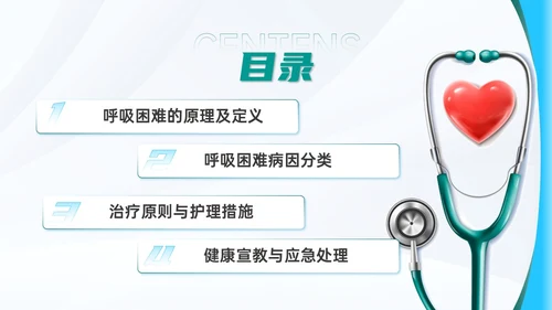 蓝色简约医疗护理主题呼吸困难的护理课件PPT呼吸衰竭