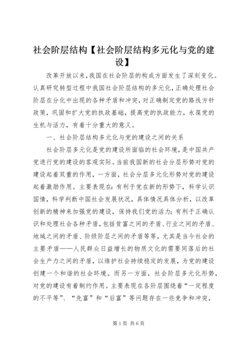 社会阶层结构【社会阶层结构多元化与党的建设】.docx