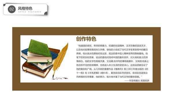 作家莫言读书PPT模板