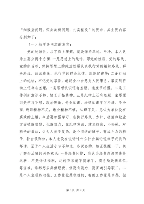 市商务局党组专题民主生活会情况汇报.docx