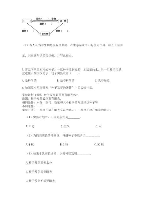 教科版科学五年级下册第一单元《生物与环境》测试卷带答案（名师推荐）.docx