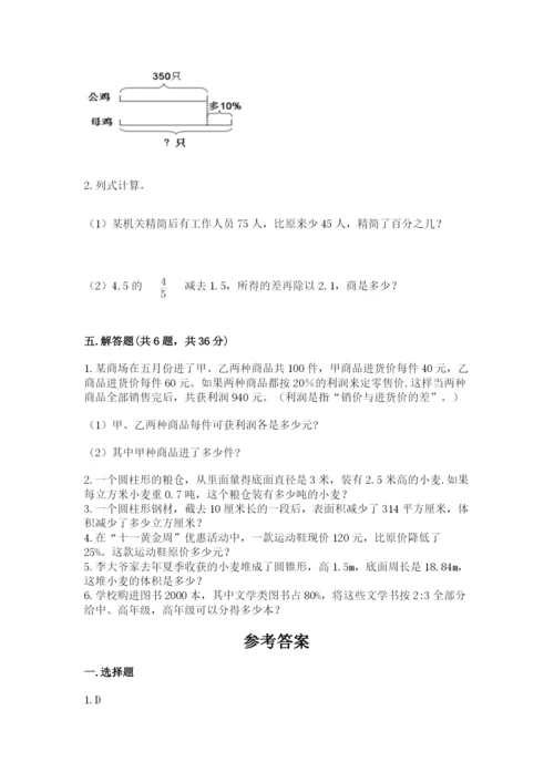 北京版六年级下册数学期中测试卷精品（b卷）.docx