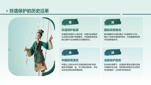 绿色中国风非遗传承的当代表达PPT模板