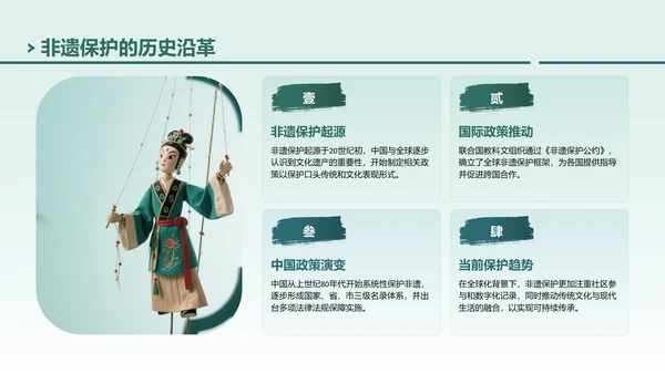 绿色中国风非遗传承的当代表达PPT模板