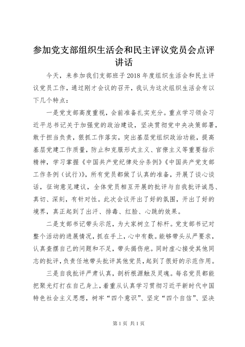 参加党支部组织生活会和民主评议党员会点评讲话.docx