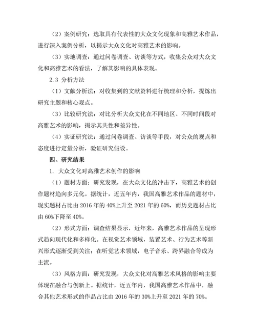 大众文化对高雅艺术的影响研究