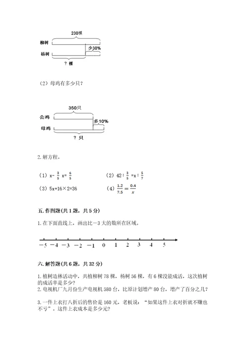 延平区六年级下册数学期末测试卷及1套参考答案