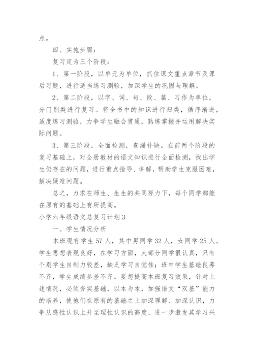 小学六年级语文总复习计划.docx