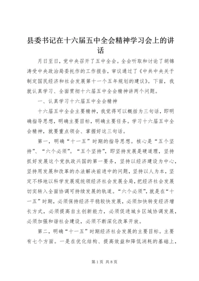 县委书记在十六届五中全会精神学习会上的讲话.docx