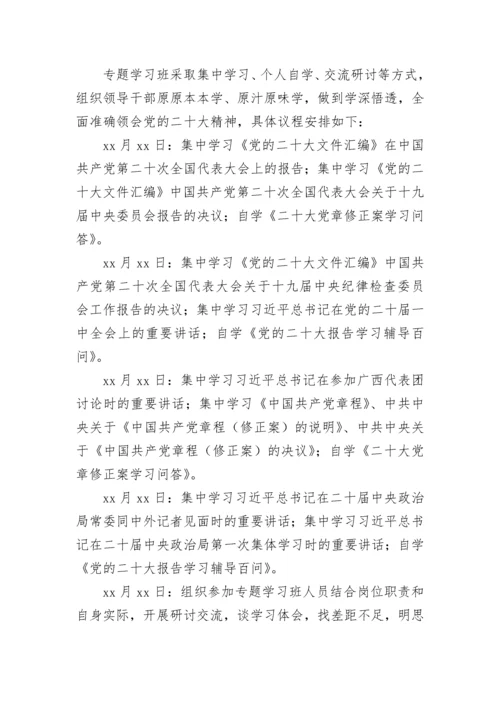 【学习计划】党的二十大精神专题学习班培训方案（含安排表格）.docx