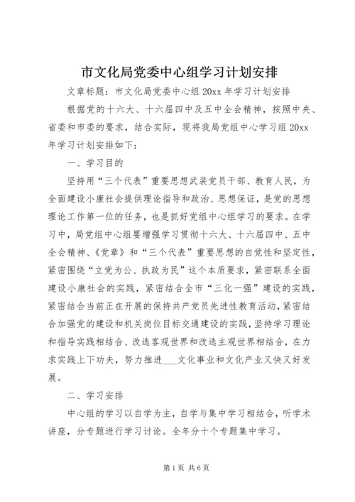 市文化局党委中心组学习计划安排.docx