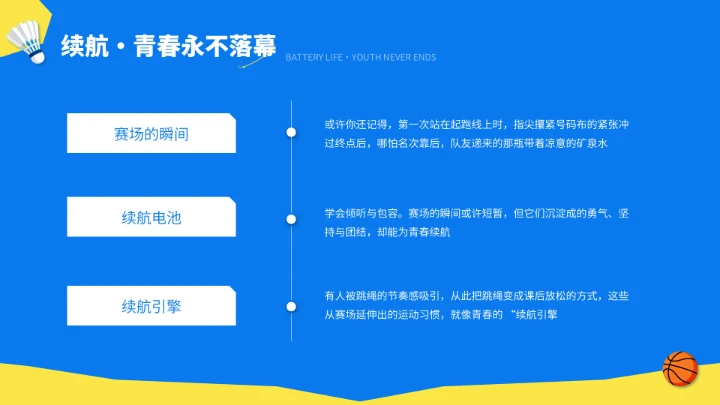 蓝色插画风校园运动会闭幕式总结PPT模板