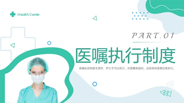 绿色形状商务实拍医嘱执行制度及流程培训执行制度ppt护理医疗