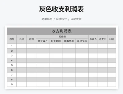 灰色收支利润表