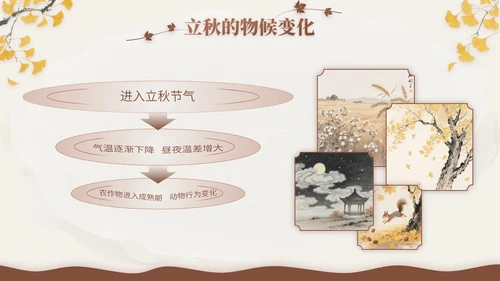褐色中国风立秋节气文化知识主题班会