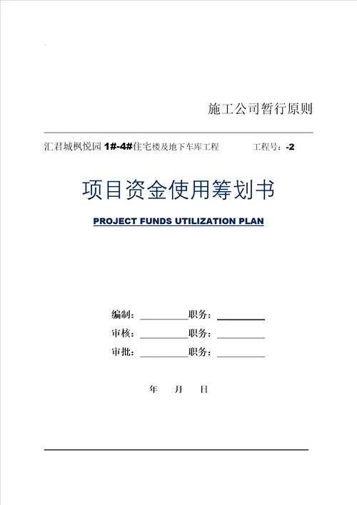 专项项目资金使用综合计划书