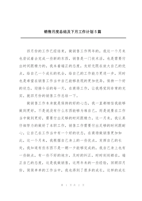 销售月度总结及下月工作计划5篇.docx