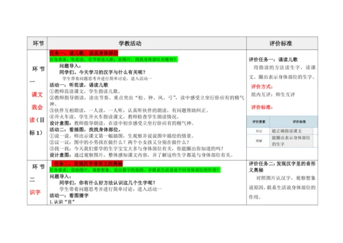 《口耳目手足》教学设计
