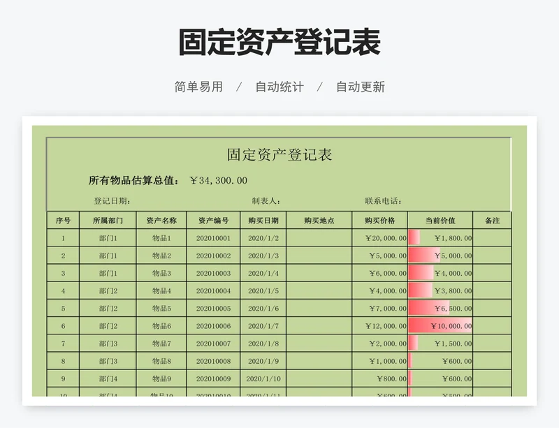 固定资产登记表