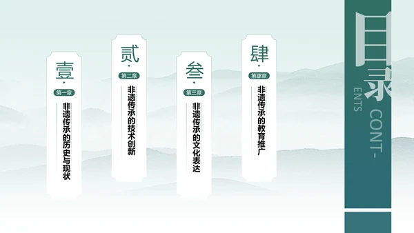 绿色中国风非遗传承的当代表达PPT模板