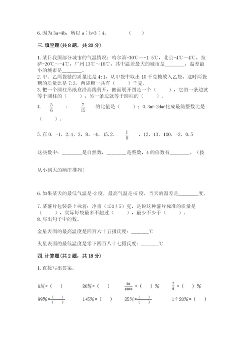 武冈市六年级下册数学期末测试卷及一套完整答案.docx