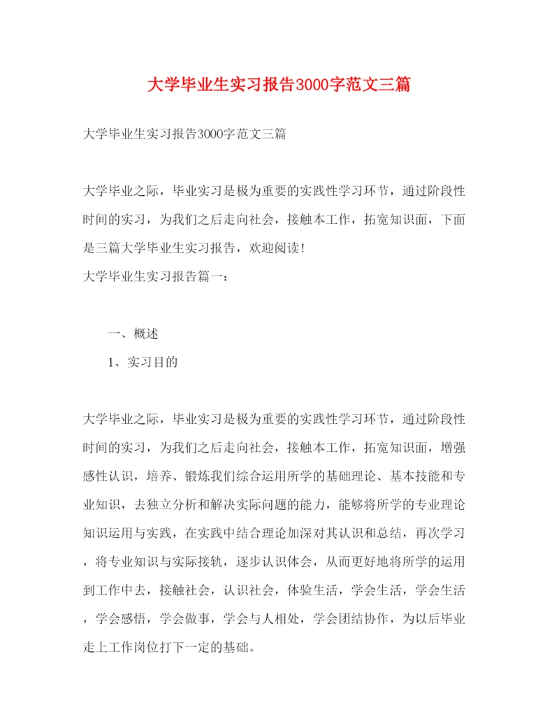 精编大学毕业生实习报告3000字范文三篇.docx