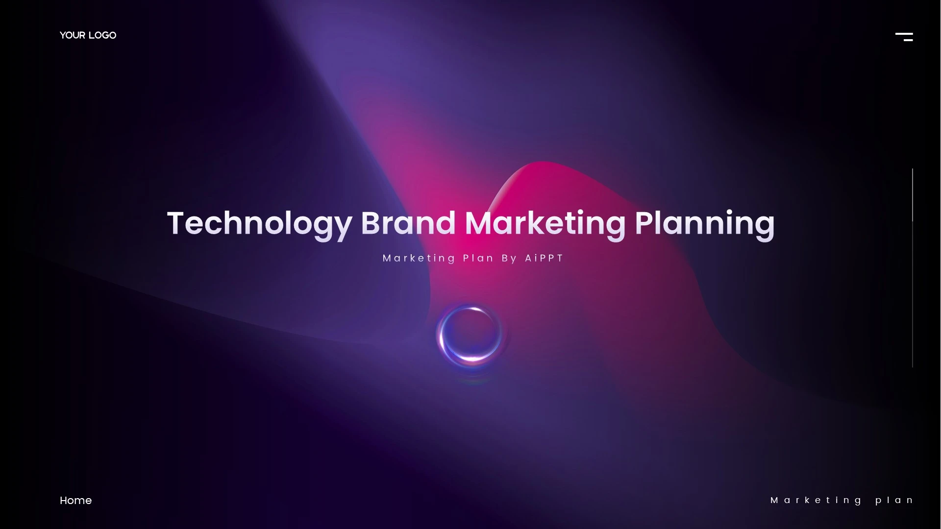 紫色欧美风英文科技品牌营销PPT模板