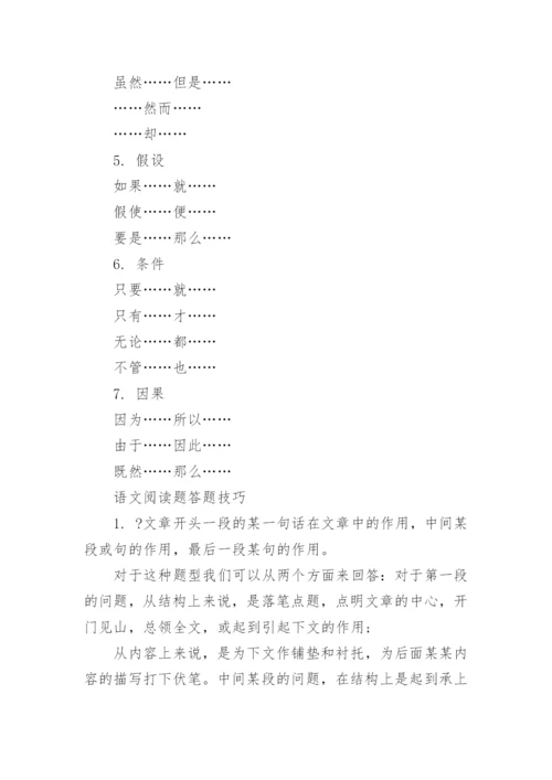 小学语文阅读理解答题万能公式考前必看.docx