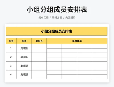 小组分组成员安排表