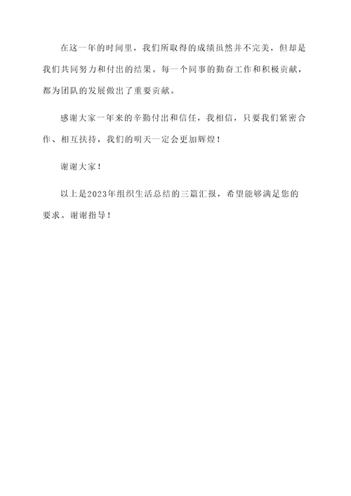 2023组织生活总结汇报