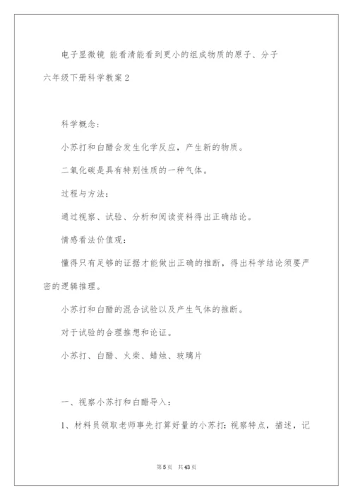 2022六年级下册科学教案.docx