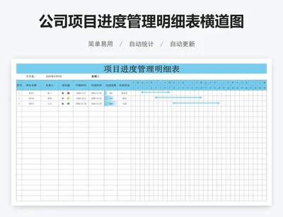 公司项目进度管理明细表横道图excel表格