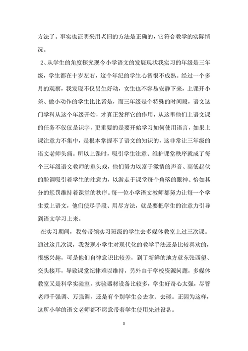 小学教育实习调查报告范文集锦